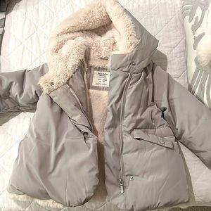 Zara grayish purple fur lined coat